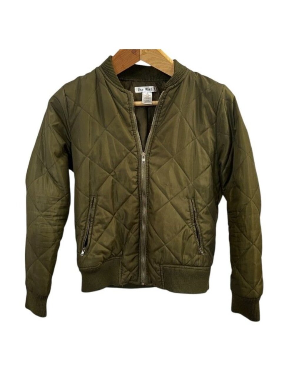 Say What quilted bomber jacket, satiny fabric, size medium